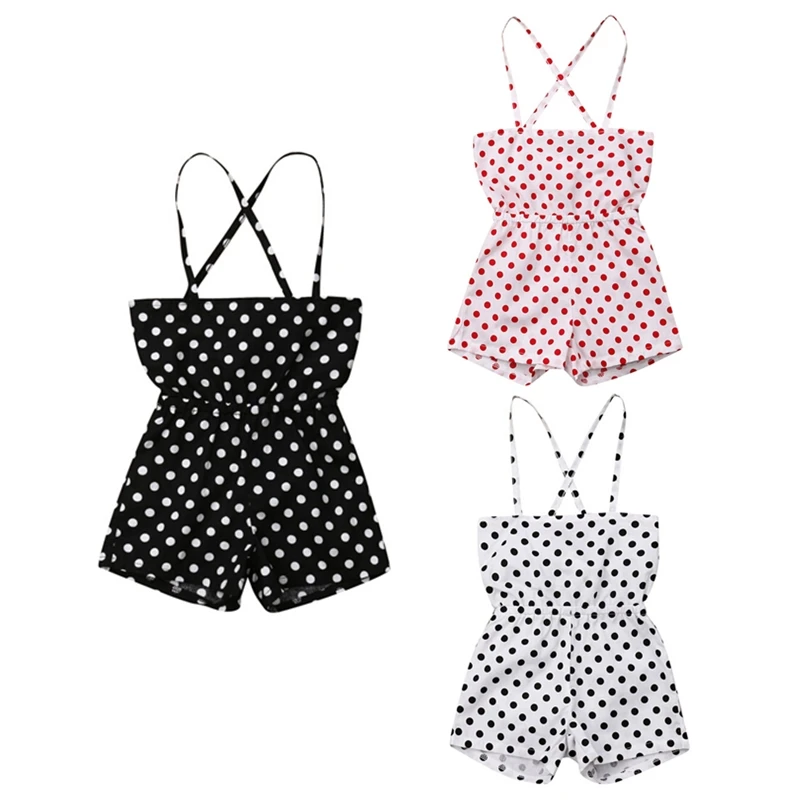 

Infant Toddler Summer Strap Romper Sunsuit Clothes Kids Baby Girl Off Shoulder Dot Rompers Jumpsuit Playsuit Outfits Clothing