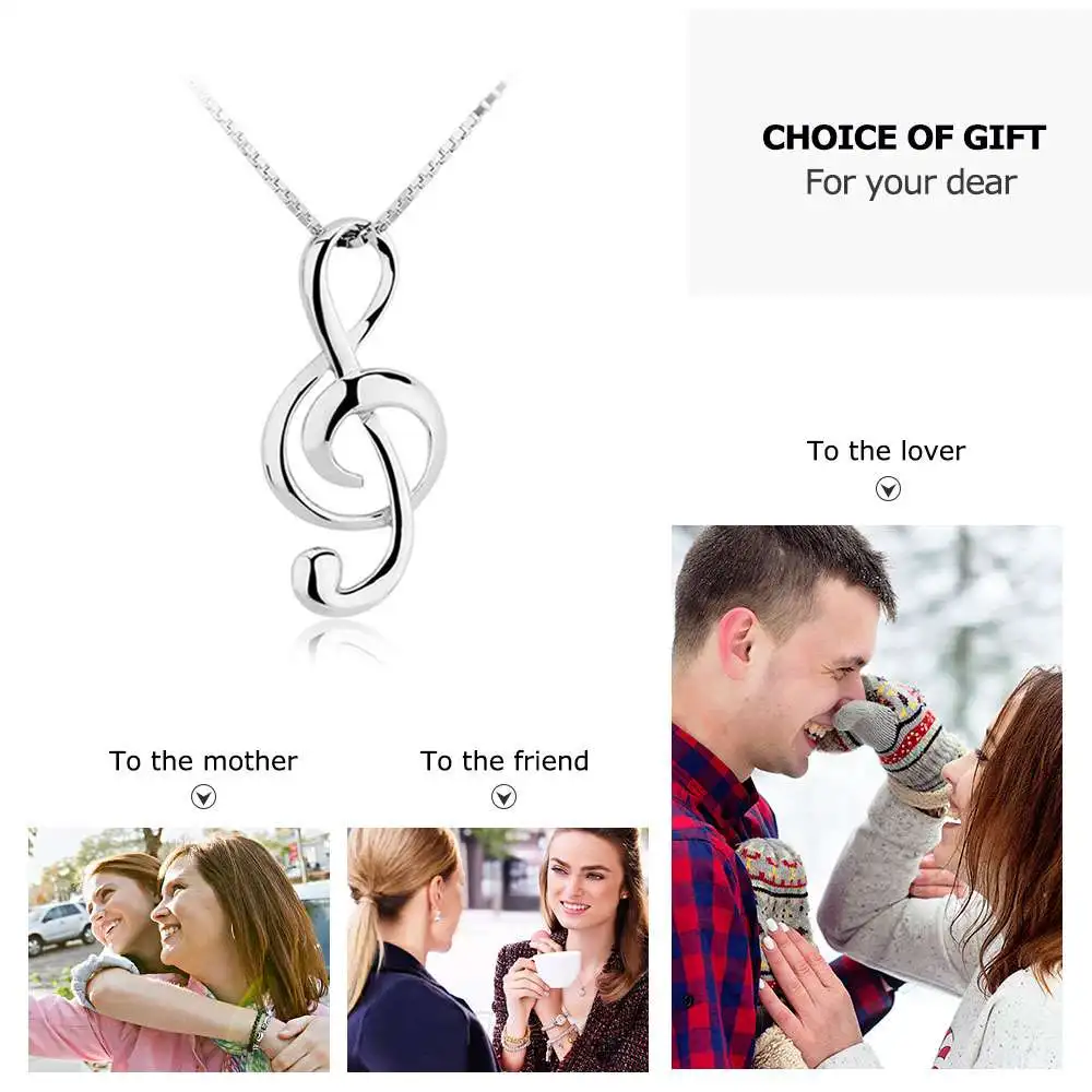 Musical Note Necklaces & Pendants Wedding Jewelry Elegant Women 925 Sterling Silver Necklace Gifts For Her (JewelOra NE100355)