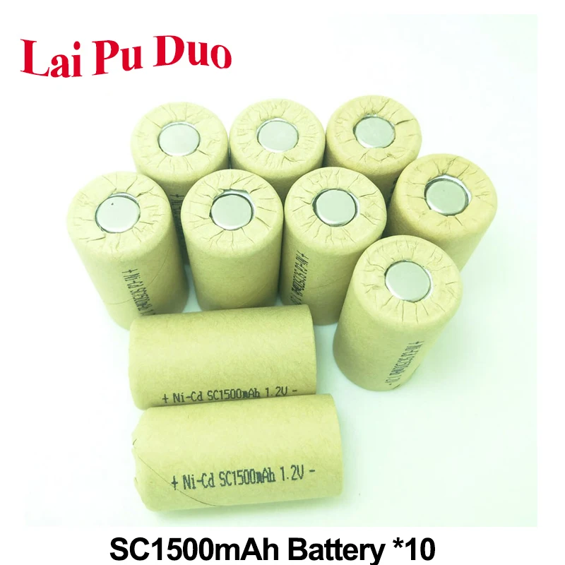 

1.2V SC1500mAh NI-CD Battery Cell Rechargeable Screwdriver Batteria 10A For Replacement Power Tools 1.5Ah 10 Pack Included