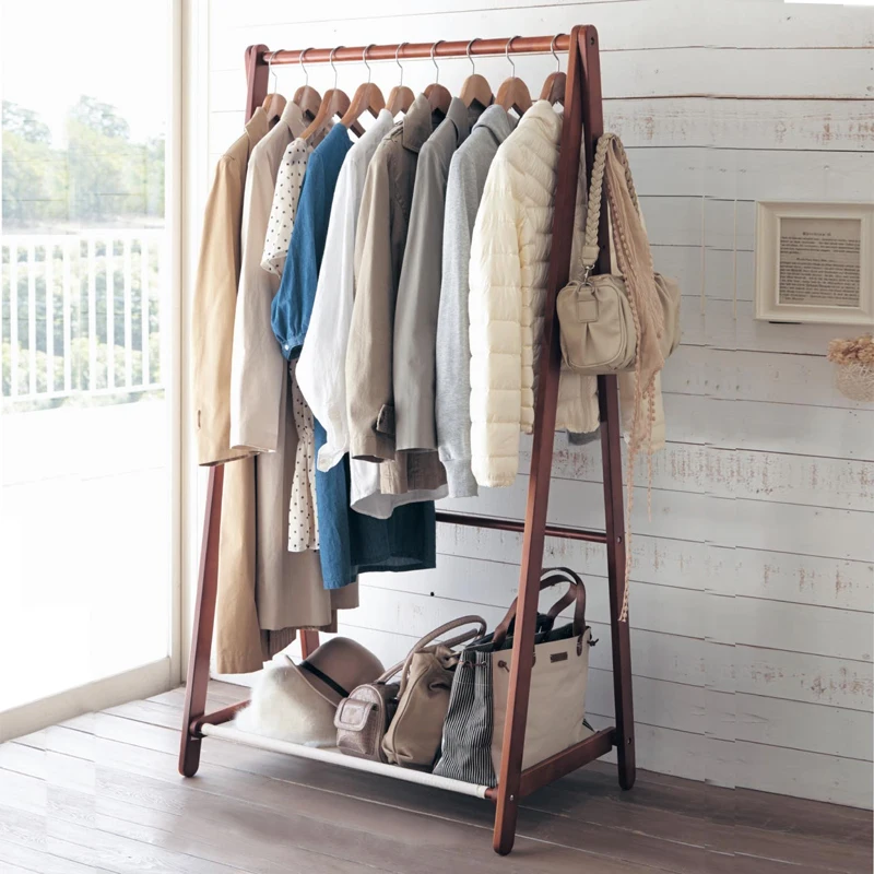 Home Yat Minimalist Modern Pine Wood Floor Coat Rack Hangers