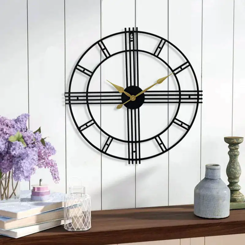 94 см винтажные большие декоративные настенные часы золотые Креативные кухонные часы дизайн черные Большие брендовые большие настенные часы домашний декор - Цвет: Black 55cm