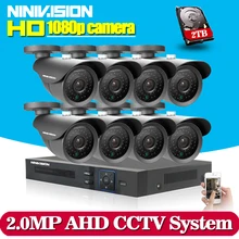 Hot,AHD CCTV DVR System 8CH 2.0MP Outdoor Waterproof Cameras CCTV System Kit 8 Channel Video Surveillance Camera HDMI 1080P Kit