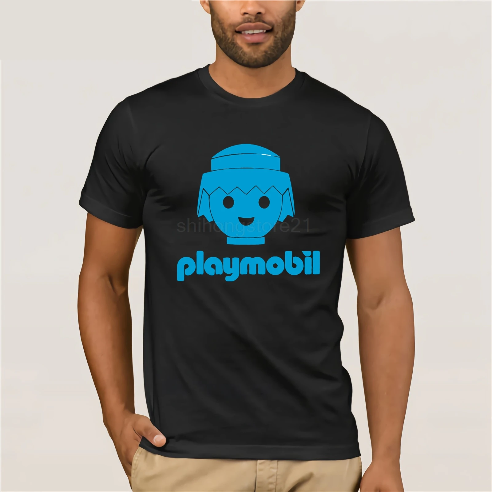 CAMISETA PLAYMOBIL T SHIRT MAGLIETTA Clothes Popular T-Shirt Crewneck 100% Cotton Tees Vintage Crew Neck | Мужская одежда