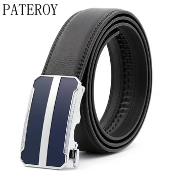 

Pateroy Mens Dress Belt Cowskin Strap 2018 New Arrival Luxury Brand Male Vintage Design Metal Buckle Men Genuine Leather Belts
