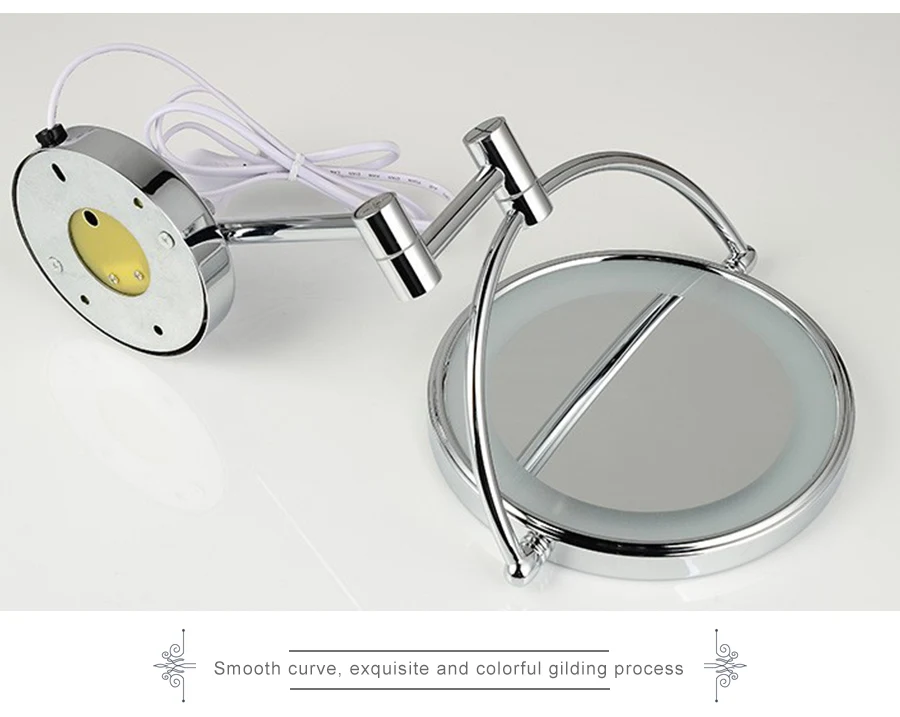 Зеркала для ванной, увеличительный Настенный декор ванной комнаты, латунный круглый светодиодный светильник, зеркальный осветитель, зеркала для женщин, помощник для макияжа 2068B