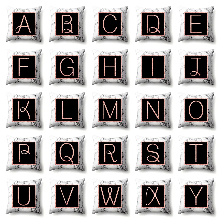 

English Alphabet Letter Printed Polyester Cushion Cover Decorative Office Home Throw Pillow Cover Cojines Kussenhoes Almofada