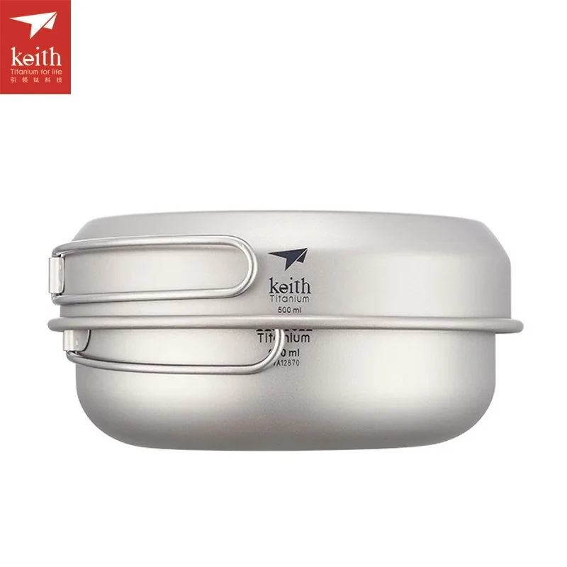Tigelas com Pan ao ar Lidar com Panelas Keith Titanium Frigideira Acampamento Pote Portátil Conjunto Duas Livre Dobrável Ti6053 3 Pçs 8 High Quality Esporte e Lazer