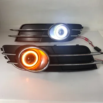 

RQXR fog lamp driving light assembly for Audi A6 C7 cob angel eye led daytime running lights turn signal
