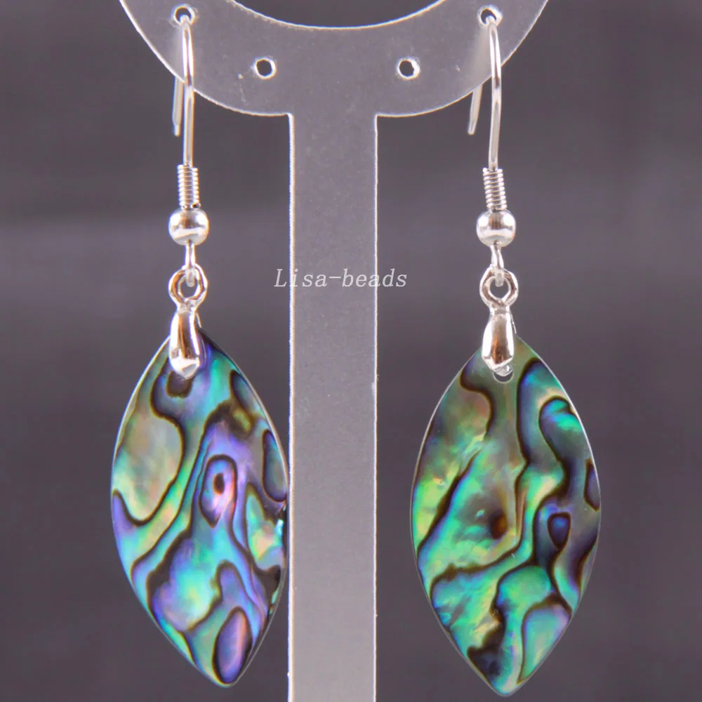 Fashion Jewelrly Leaf Natural Blue New Zealand Abalone Shell Dangle