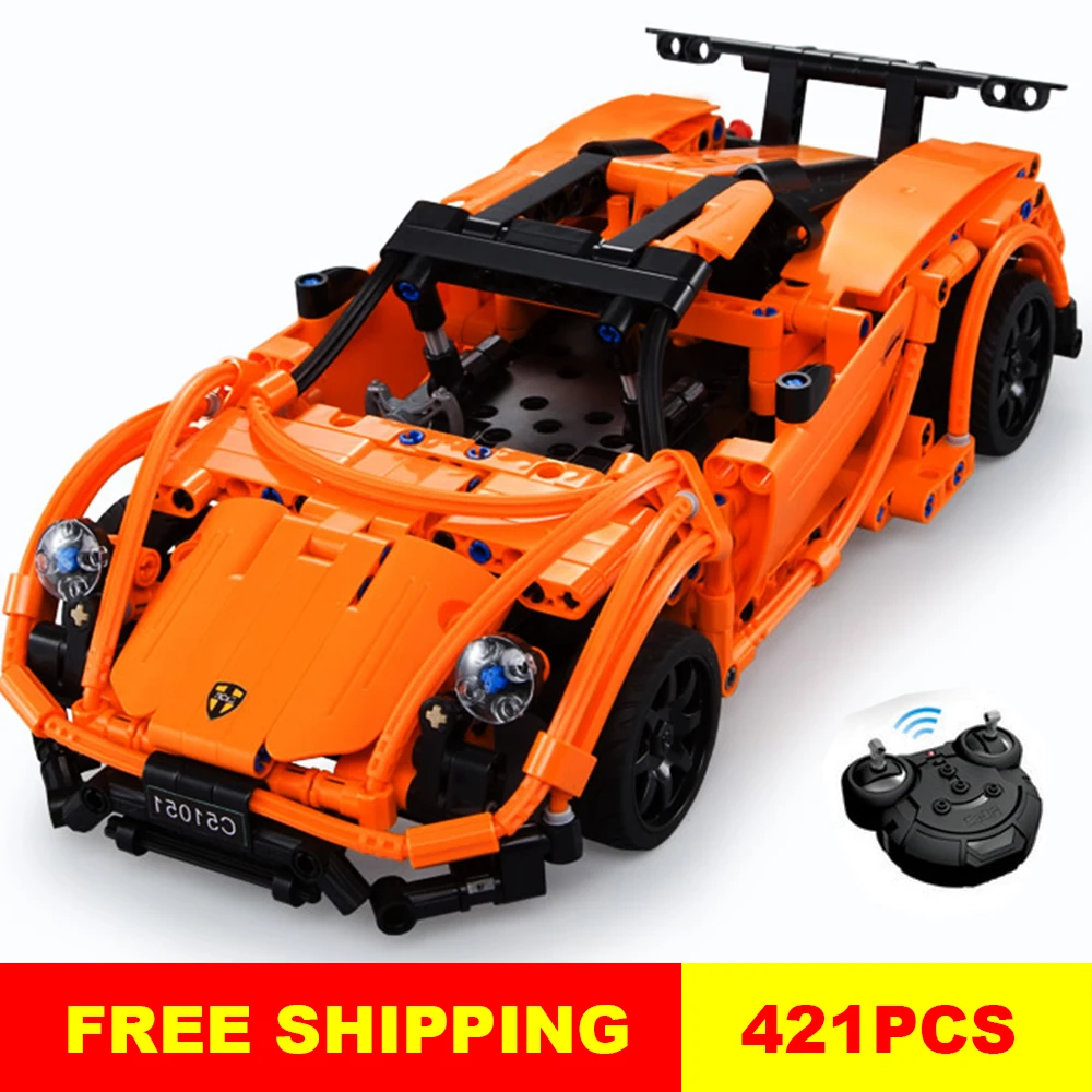 

421pcs Technic Series RC Car Model Building Blocks Remote Control Sportscar Racer Cars Enlighten Bricks Toy For Kids fit Legoing