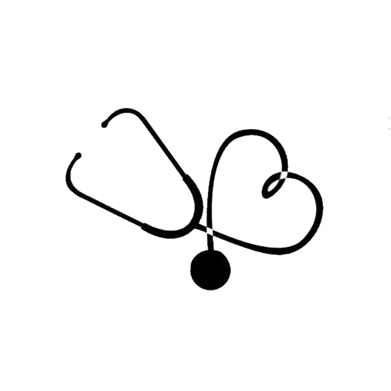 

16*11.3CM Car Sticker On The Heart Of A Nurse Doctor Stethoscope Love Stylish Reflective Vinyl Decal Black/Silver C7-1618