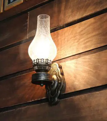 Китайский настенный светильник, винтажный настенный светильник, настенный светильник для бара, коридора, паба, спальни, крыльца, стеклянная лампа в стиле ретро, кафе, столовой, железная настенная лампа, бра - Цвет абажура: crackle type no bulb