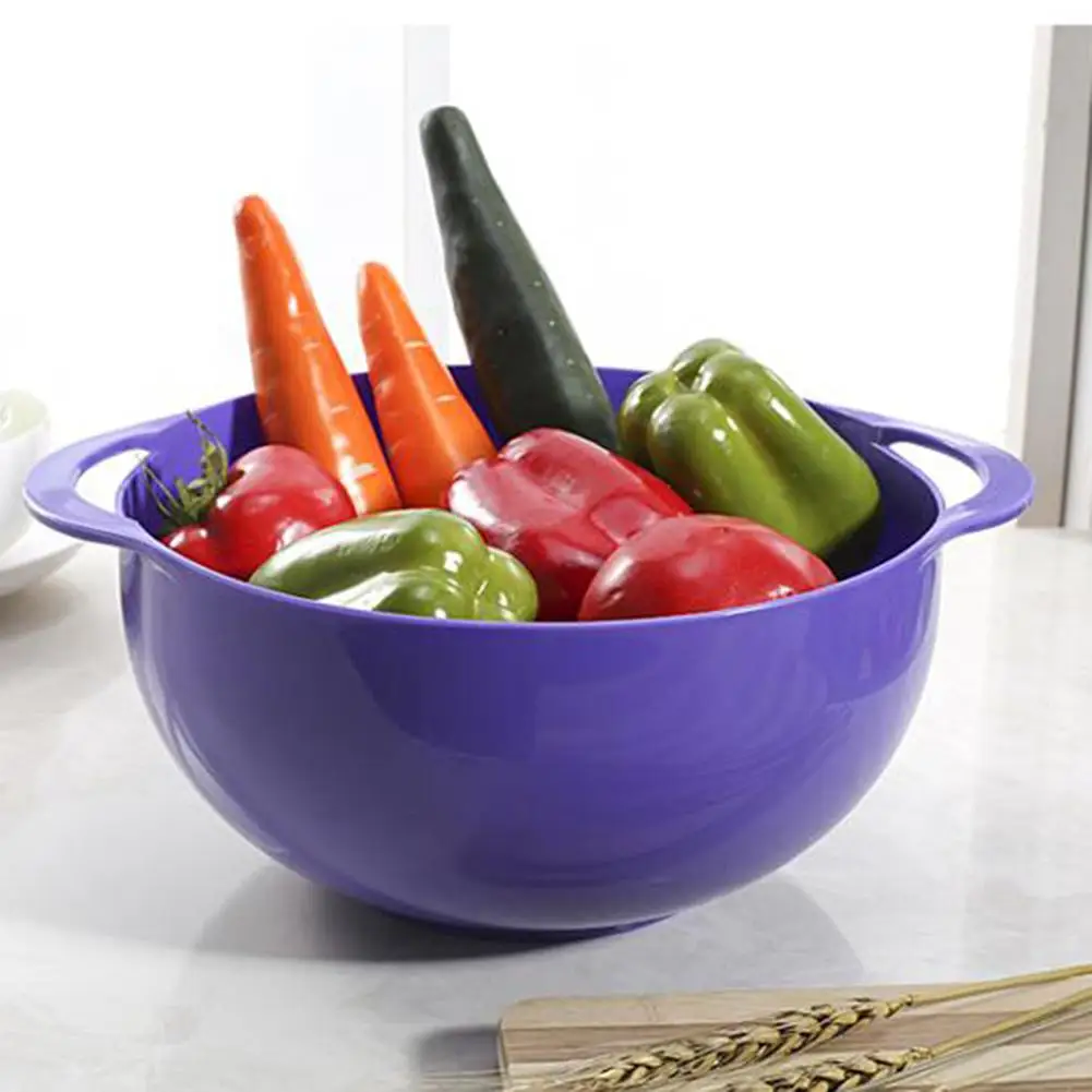 4 шт./компл. фиолетовый цвет сливная корзина чаша средство для мытья риса Черпак чаша для Кухня для хранения фруктов и овощей, корзины для стирки