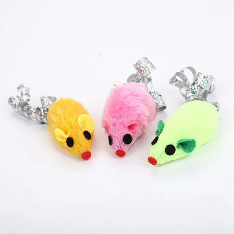 

1 Pcs Pet Cats Colorful Funny Mouse Toys with Squeaky Paper Tail pet Supplies Color Random