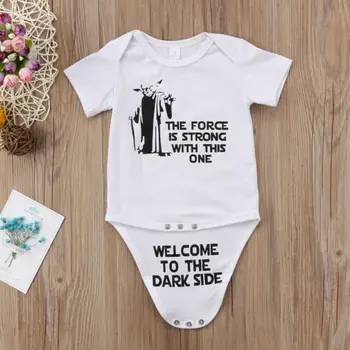 

Pudcoco New Kids Summer Star Wars Romper Baby Boy Girl Cotton White Letter Romper Jumpsuit Toddler Casual Clothes Outfit