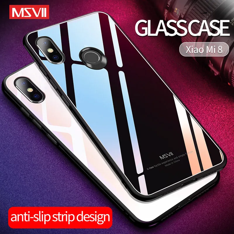 

MSVII Cover For Xiaomi Mi 8 Case Slim Luxury Back Cover For Xiaomi Mi8 SE Case Silicone Frame + Mirror Glass Cover Xiomi 8 SE SE