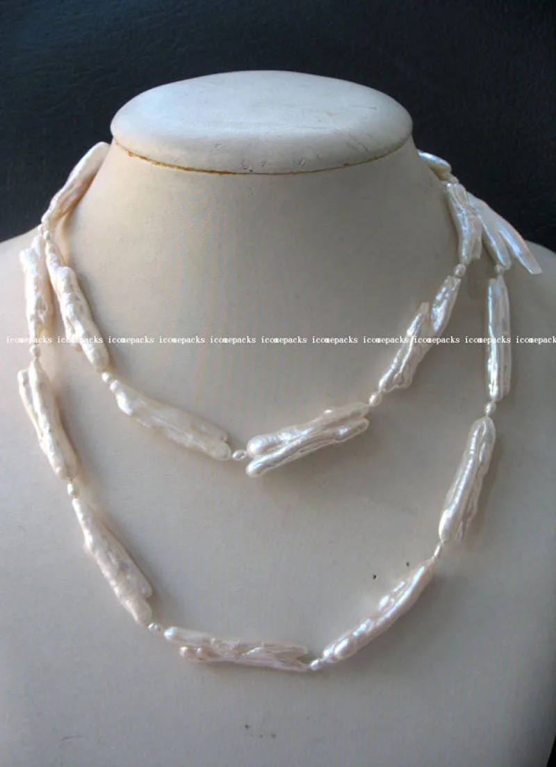 

Free shipping@@@@@ wholesale 30-40mm freshwater pearl biwa reborn white necklace 35" a