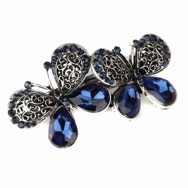 1 Pc Vintage Blue Rhinestone Crystal Double Erfly Hair Barrette 1 Pc Vintage Blue Rhinestone Crystal Double Erfly Hair Barrette Navy Stone S Clips Hairpins