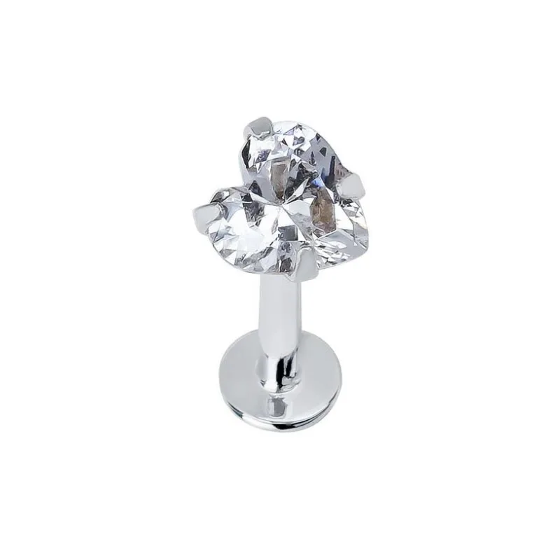 1Pc Stainless Steel Heart Zircon Gem Labret Earring Stud Helix Cartilage Piercing Labret Ring Lip Monore Piercing Jewllry 16G piercing jewelry,body piercing earrings,ear piercing jewelry,ear studs,metal jewelry,body piercing jewelry,body jewelry