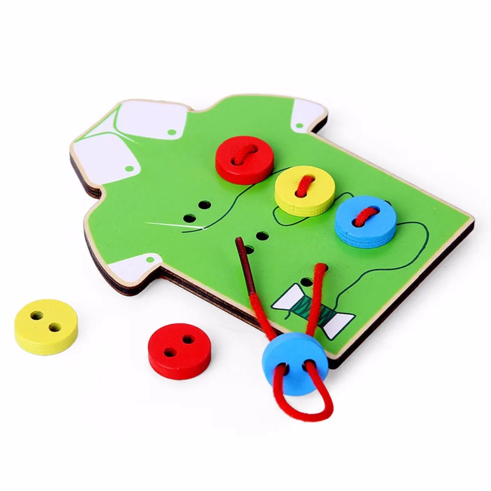 

Montessori Education Child Hand Threading Board Beads Wooden Wear The Button Wooden Toys Building Block Skills Development