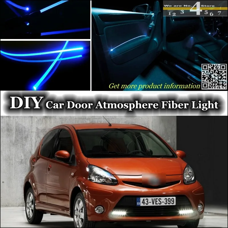 interior Ambient Light Tuning Atmosphere Fiber Optic Band Lights For TOYOTA Aygo Inside Door Panel illumination Not EL light