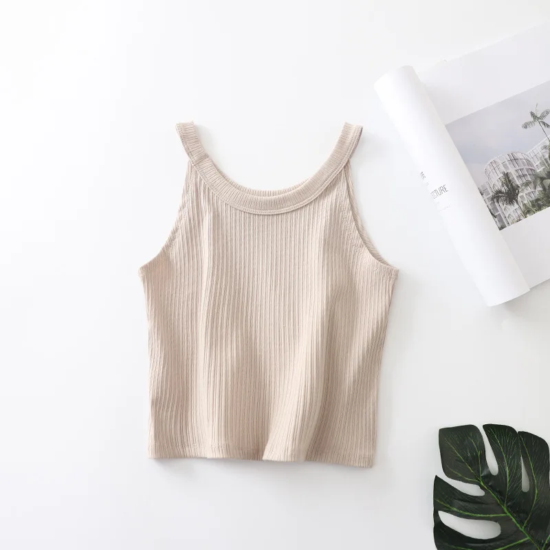 

2018 New Tank Top Summer Sexy Slim Solid Cotton Women Sleeveless Crop Top Halter Pink Black White Bustier Crop Tops