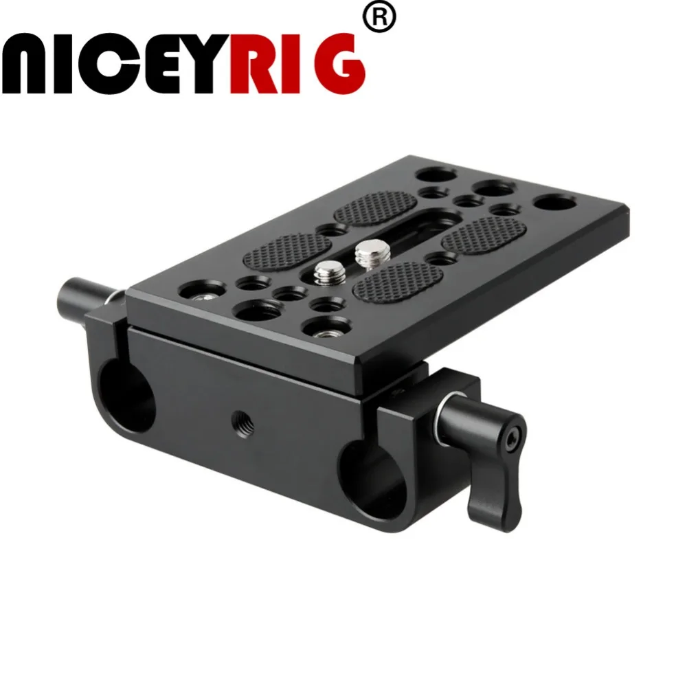 

NICEYRIG Multifunction Camera Base Plate with 15mm Rod Rail Clamp for DSLR Camera Shoulder Rig Support System Studio Series