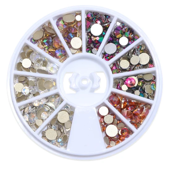 1 колесо, Смешанные 3D Стразы для ногтей, кристаллы, ювелирные изделия, стекло, алмаз, драгоценные камни, стразы, золото, украшение для ногтей, аксессуары для маникюра TR758 - Цвет: Rainbow