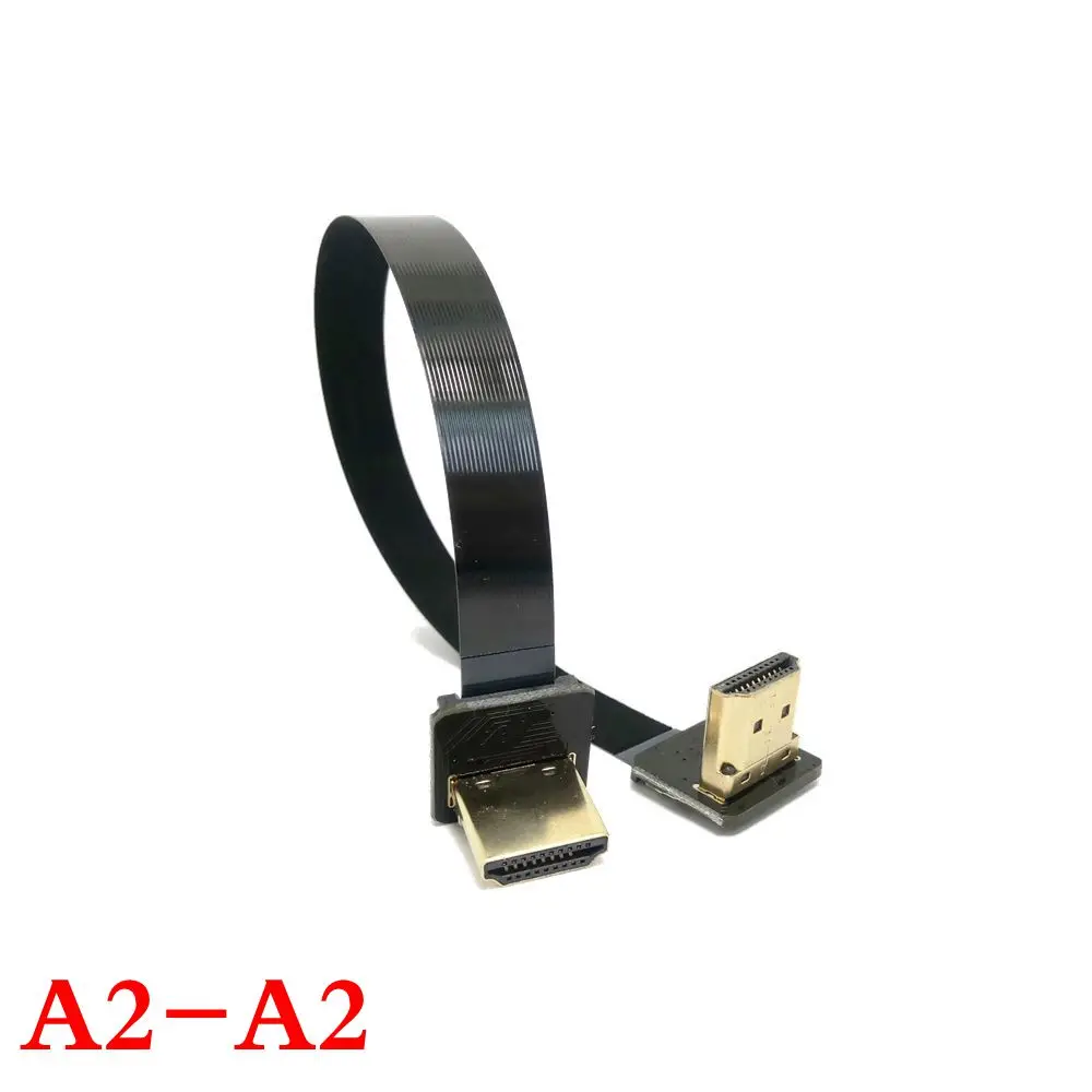FPV HDMI Type A Male & Female to Down & UP Angled 90 Degree HDTV FPC Flat Cable for Multicopter Aerial Photography 10cm-100cm