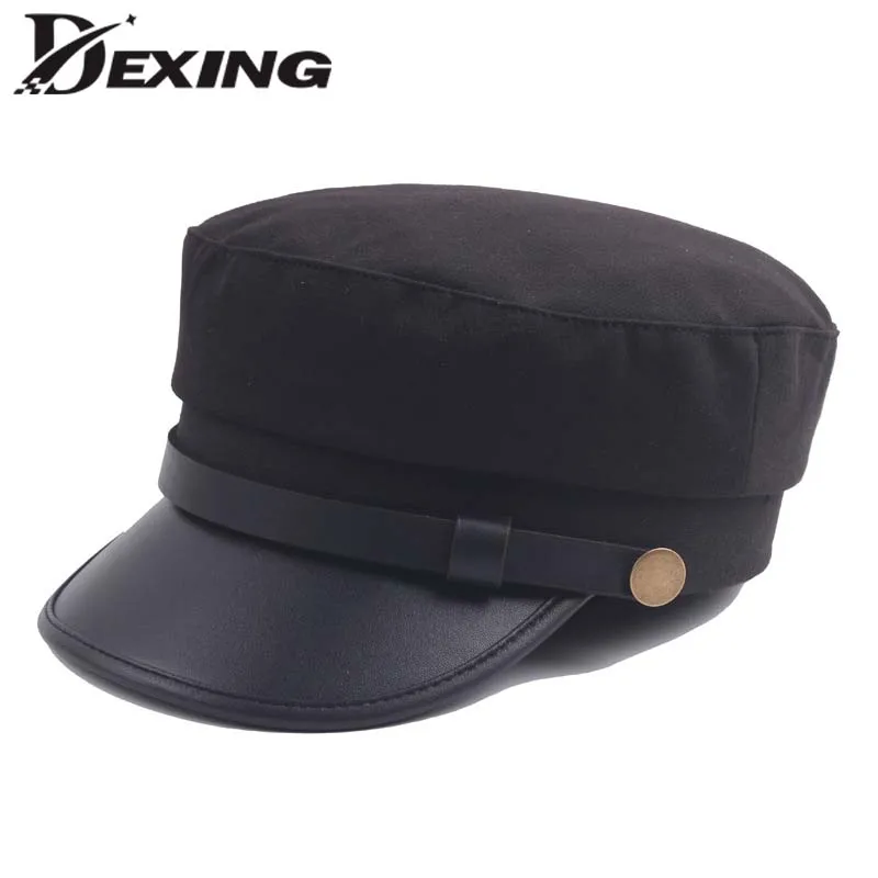Сезон весна-лето; темно-синяя шляпа; женская мужская шляпа в британском ретро стиле; мужская шляпа из искусственной кожи; плоская кепка для студентов
