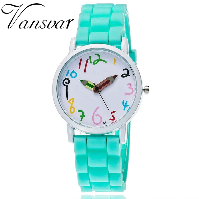 Vansvar Brand Fashion Jelly Silicone Pencil Watch Women Wristwatch Casual Candy Vansvar Brand Fashion Jelly Silicone Pencil Watch Women Wristwatch Casual Candy