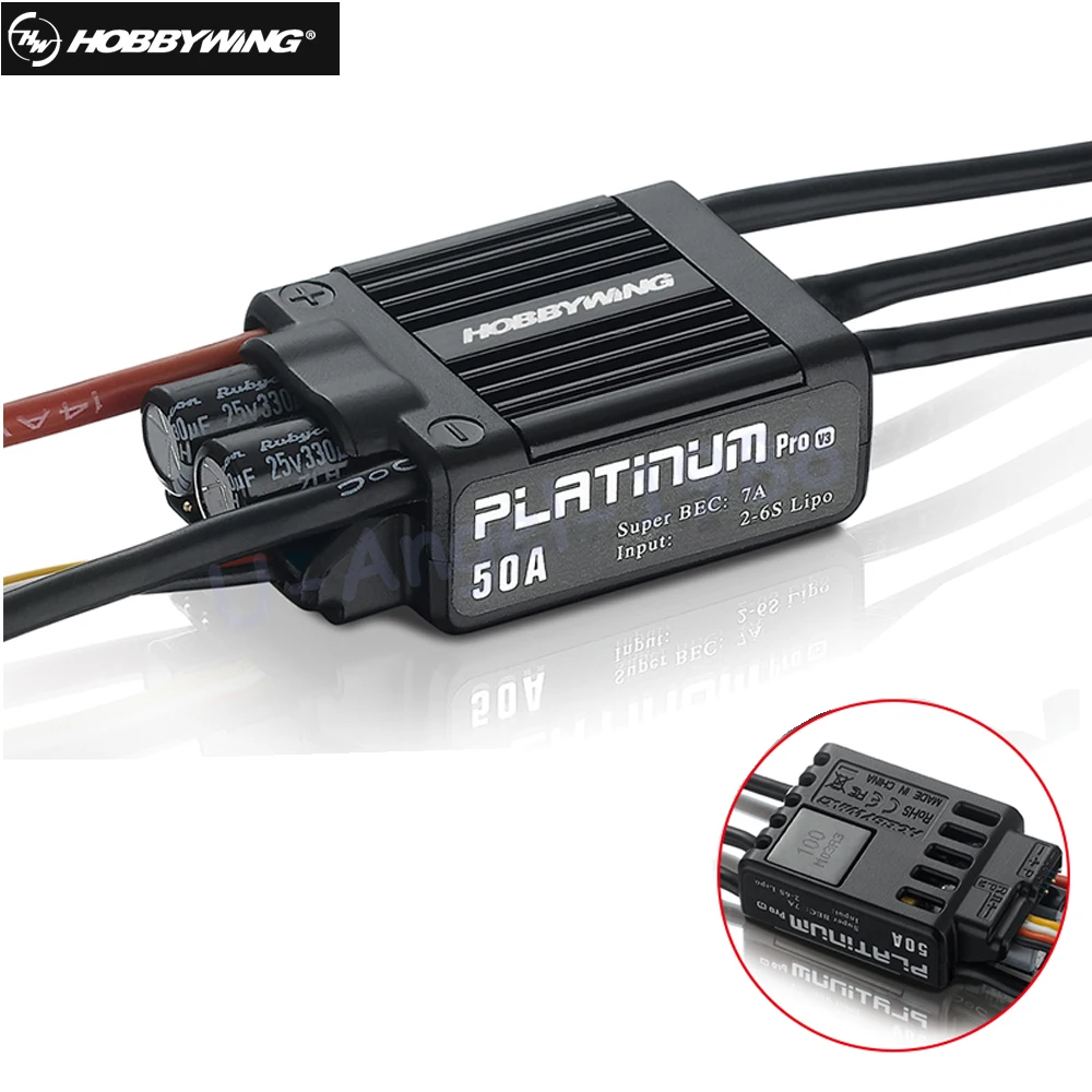 1pcs Original Hobbywing Platinum 50A V3 High Performance ESC for Align TREX 450 450L RC Helicopter