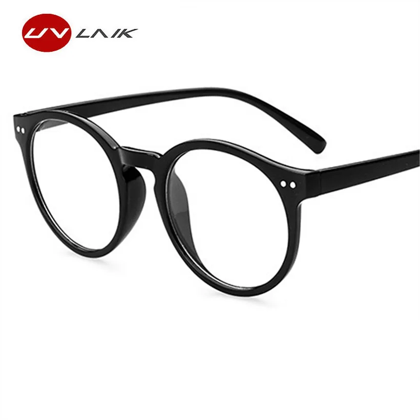 

UVLAIK Men Women Glasses Frame Retro Round Spectacle Transparent Glasses Frame Luxury Female Male