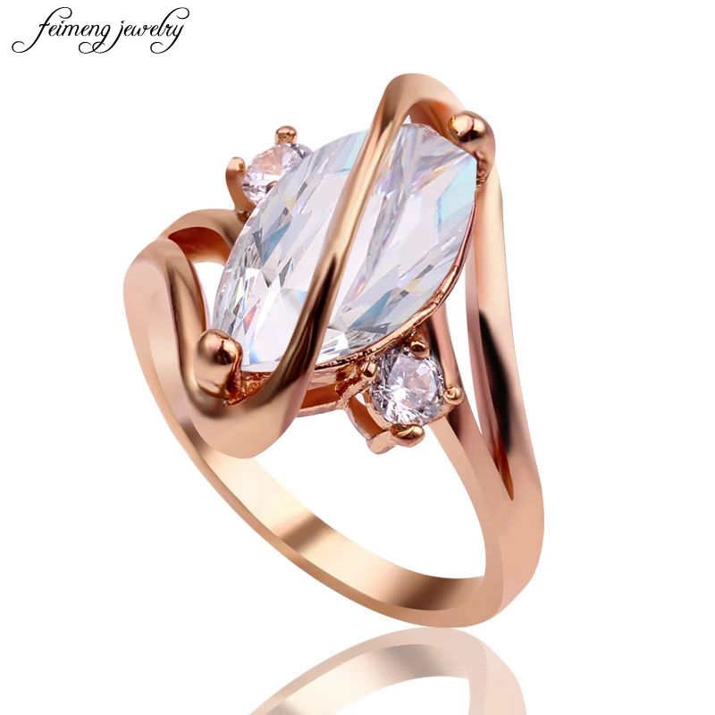 

Women Color Copper Ring Rose Gold Filled Jewelry Vintage Party Wedding Engagement Rings For Women New Year Gifts 2017 New
