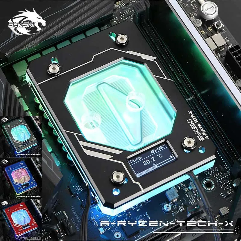  Bykski CPU Wasser Block für AMD AM3/AM4 + X399 Digital display thermometer RGB (12 V) /RBW (5 V)/No
