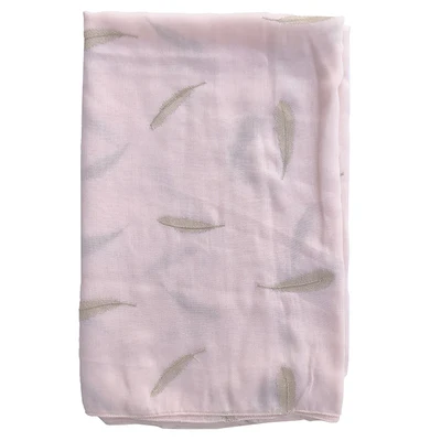 Marte& Joven модный шарф с золотыми перьями и вышивкой, черный/белый шарф для женщин, роскошный брендовый мягкий шарф из полиэстера на весну/лето - Цвет: Light Pink