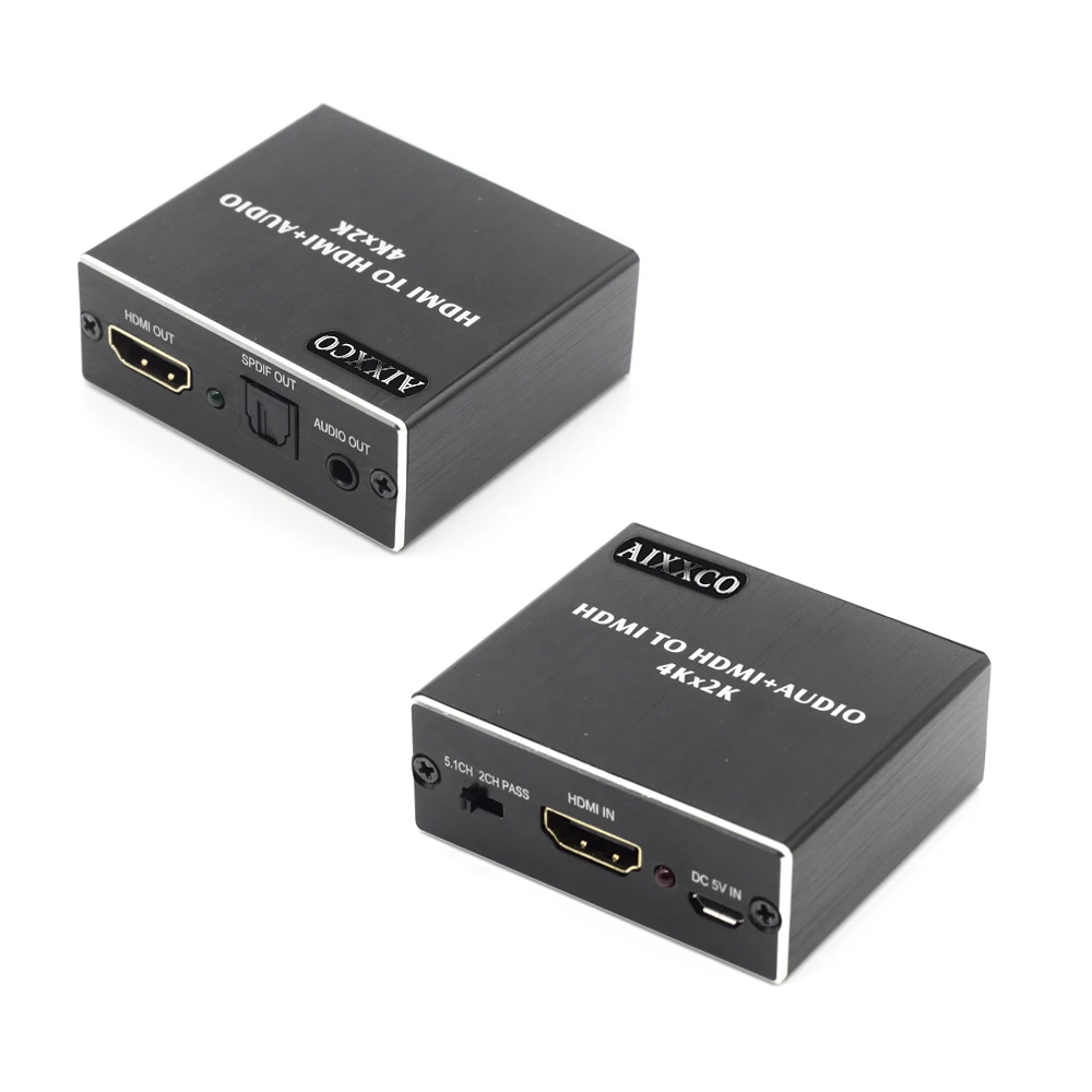 Аудио экстрактор AIXXCO HDMI в с оптическим TOSLINK SPDIF + 3 5 мм стерео аудио конвертер