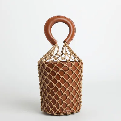 Bolsa de Luxo Bolsa de Couro Oco para Fora Tecido Bolsa Feminina Verão Praia Totes Designer Balde Bolsas Moda Ins Net