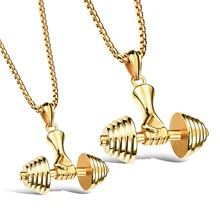 La ciudad de Accesorios de Joyería de Moda Masculina Casual Deportivo Mancuernas De Fitness Hombre de Acero Inoxidable 316L Collares pendientes 3 Colores CX1098
