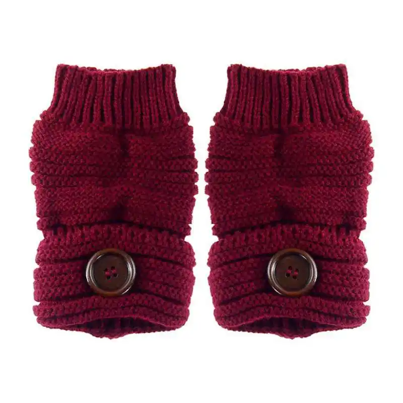 Button Design Women Wrist Arm Hand Winter Warm Knit Half ...