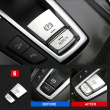 Estilo do carro Chrome Interior Central Auto H Botão Do Travão de mão Tampa Guarnição Adesivos para BMW 5/6/7 Series F10 F07 GT X3 X4 X5 X6