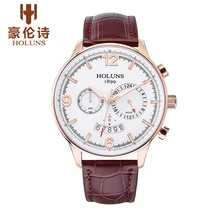 HOLUNS 2016 Relojes de Marca de Moda Los Hombres de Cuero de Alta Calidad Reloj Ocasional Reloj Masculino Impermeable Reloj de Cuarzo Relogio masculino