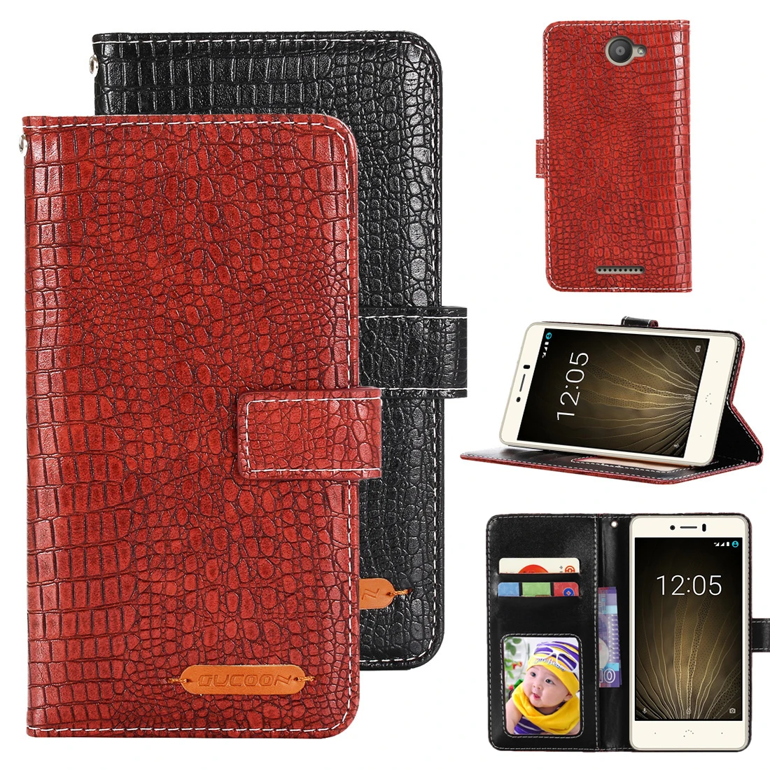 

GUCOON Fashion Crocodile Wallet for BQ Aquaris M5 V Plus X5 U Lite Plus Case Luxury PU Leather Phone Cover Bag Purse