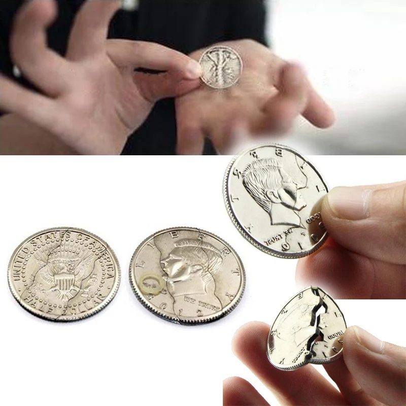 

Magic Ripped Coin Trick Illusion And Restored Gift Funny Magic Tricks Toy Folding Coin Bite Coin Dollar Version