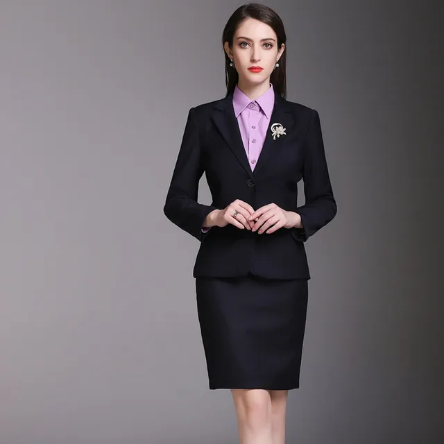 Fmasuth Business Skirt Suit for Women Office Full Sleeve Jacket+Skirt 2 ...