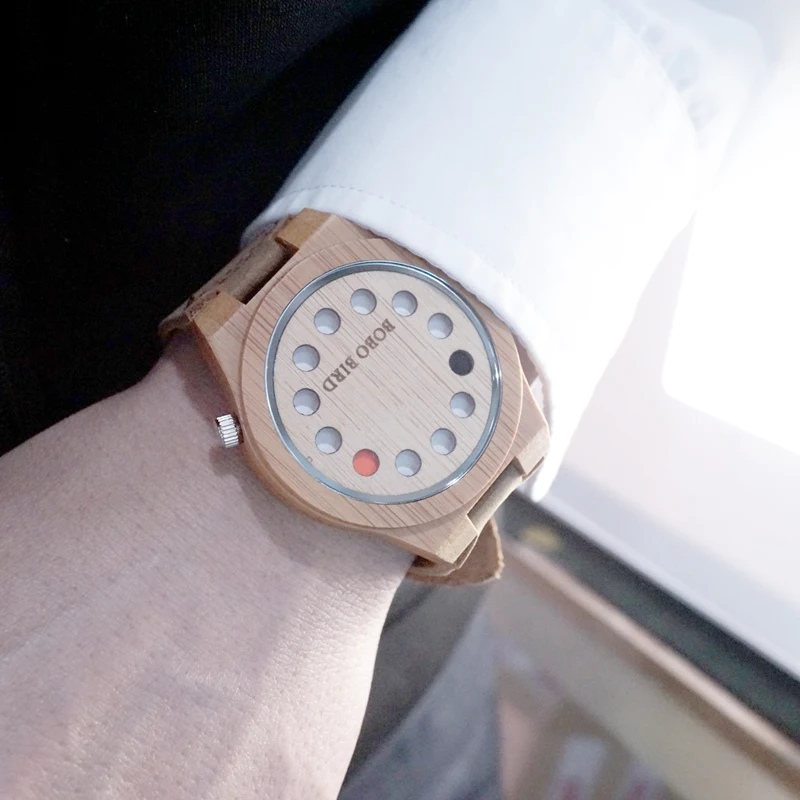 BOBO BIRD LA04 Bamboo Men Wristwatch Top Luxury Brand Fashion Watches with Leather Band for Men in Gift Box.