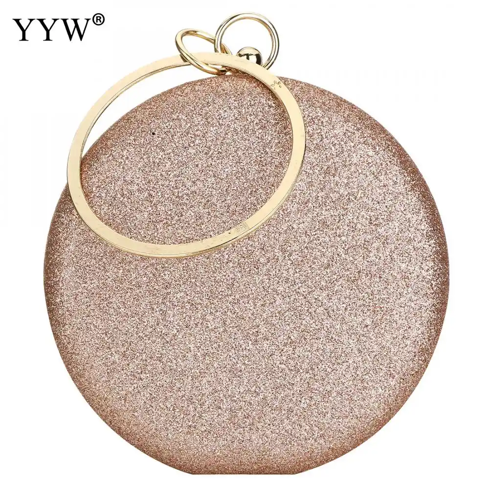 round gold clutch bag