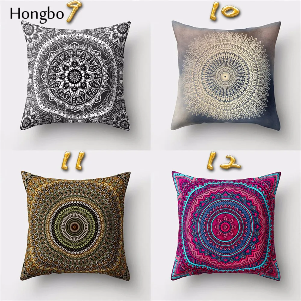 Hongbo 1 Pcs Mandala Pillowcase Datura Polyester Bohemian Throw Pillow Cover Home Decor