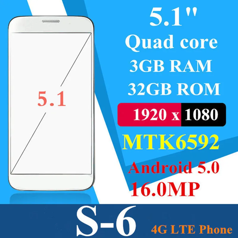 2015 Новый 5.1 дюймов Android5.0 MTK6582 Quad core 3 Г RAM 32 Г ROM 16MP 1920X1080 бесплатная доставка