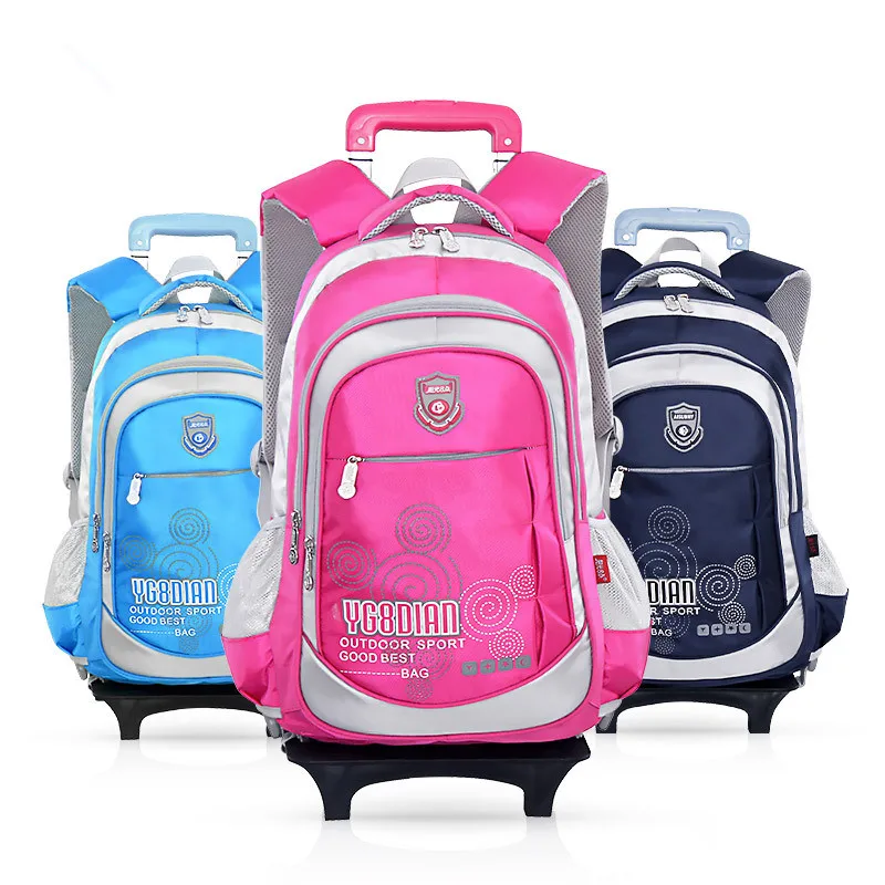 

Removable Children School Bags with 2 Wheels Boys Trolley Bookbag Kids Wheeled Bag Girls Backpack travel rucksack Rolling